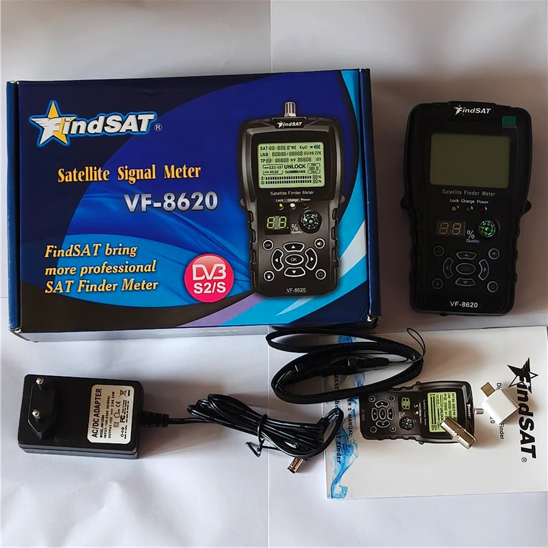 VF-8620 HD Digital Satellite TV Finder Meter Combo Support DVB-S/DVB S2/MPEG2 Sat Finder Meter For Satellite TV Receiver Tuner