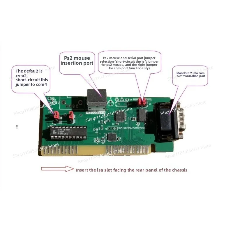 8-bit ISA Bus Expansion Card - Serial Port + PS2 Mouse Interface for Optical Mice & DOS Systems