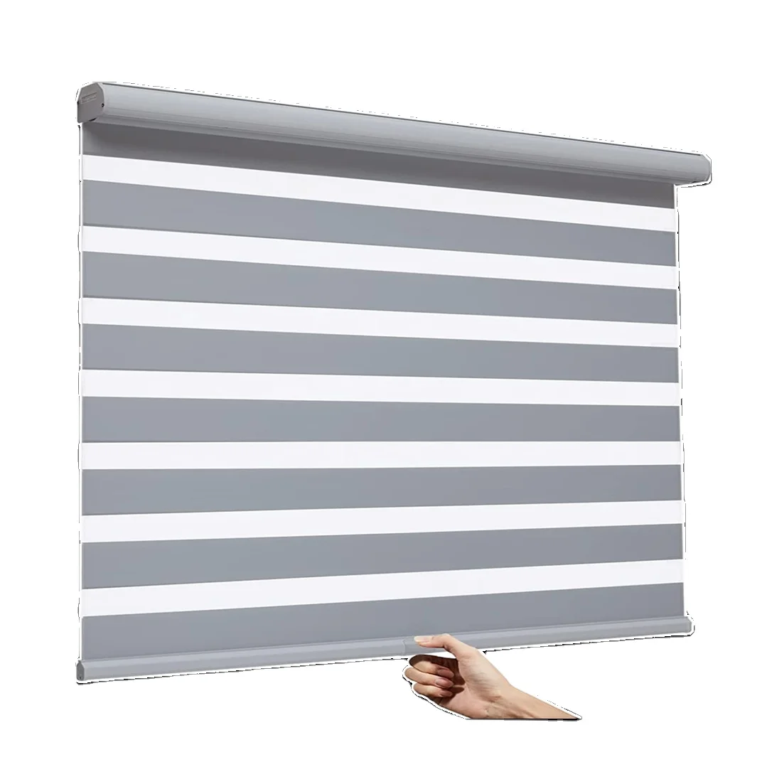 

Cordless Zebra Blinds Light Filtering Sheer Shades Zebra Dual Roller Blinds Privacy Light Control for Day and Night