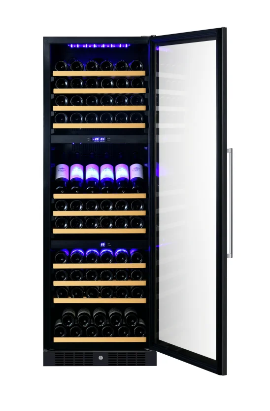 OEM JG166C Stainless Steel Electric Modern Cabinet Glass Door Compressor Wine Cabinet Double Zone Temperature Control