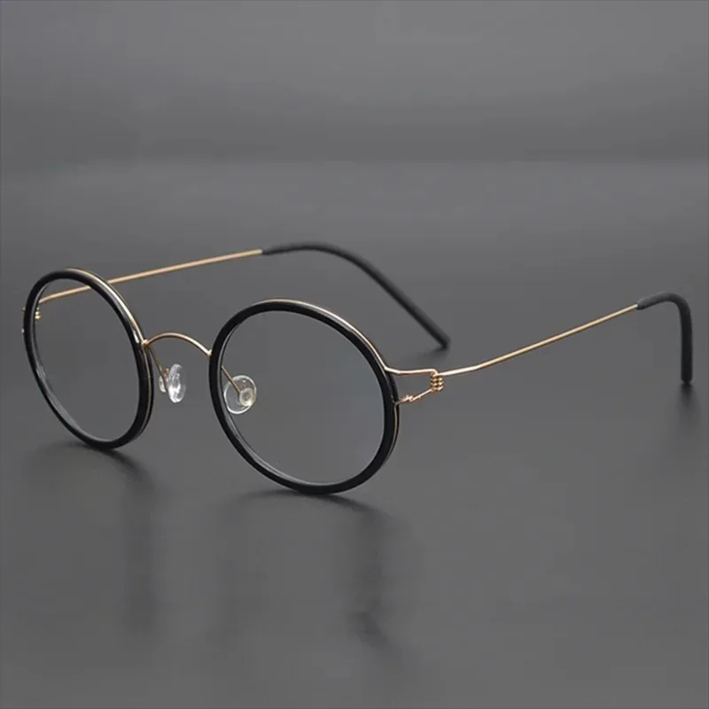 

Denmark Brand Ultra-Light Prescription Round Glasses For Men Myopia Alloy Frame Handmade NO Screw Women Reading Gafas Spectacles