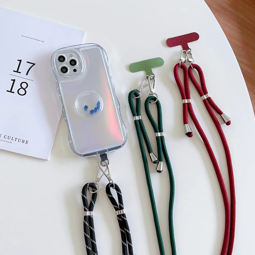 

Регулируемый ремешок для телефона с двойной пряжкой для iPhone 17 Pro Max, цветной шнур через плечо, универсальный плечевой ремень с защитой от потери, страховочная веревка
