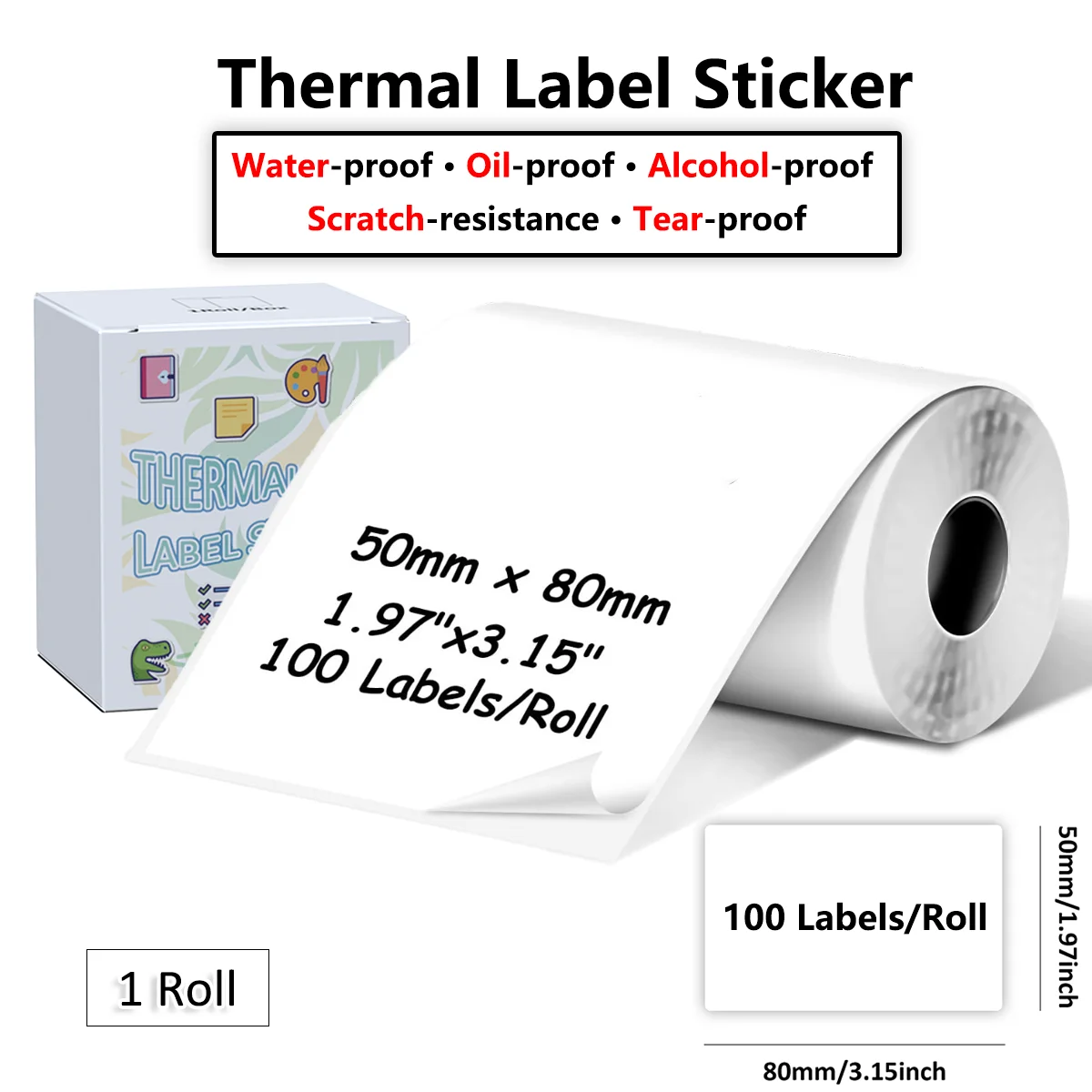 ورق حراري أبيض مقاس 50 × 80 مم مناسب للتنظيم المنزلي وملاحظات العمل والمذكرات والدراسة والتشريح بالصور