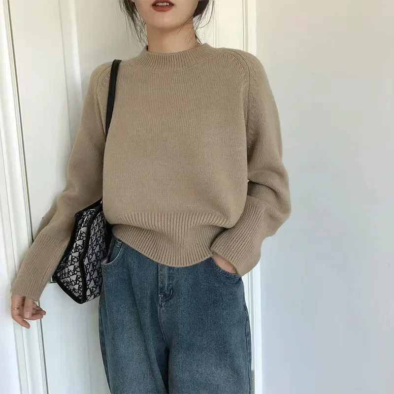 Trui Dames Losse Casual Hoge Kraag Trui Lange Mouw Top Plus Size Gebreide Top Mode Vrouw Truien Vrouw Trend Coltrui