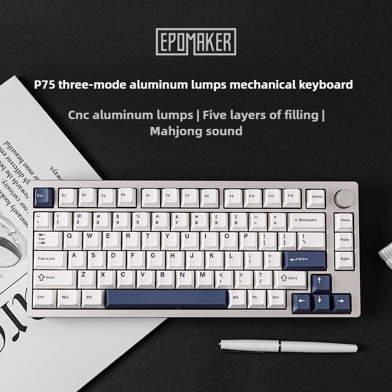 P75 Mechanical Keyboard Aluminum Tuo Tuo Gasket Custom Game RGB Three Mode Wireless Bluetooth 81Key4000mAhPC Positioning Version