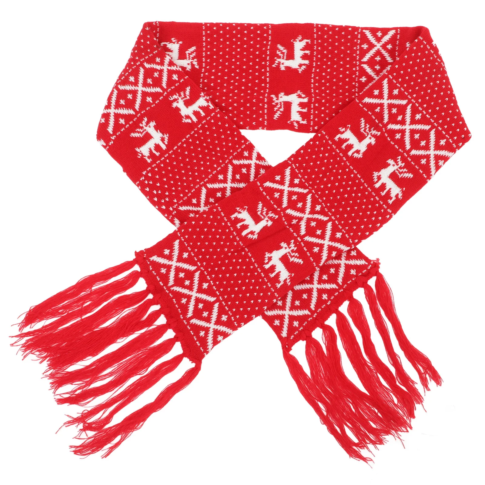 

1pc Christmas Scarf Knitted Winter Warm Scarf Soft Shawl Neck Wrap For Women Men Elk Snowflake Design Fashionable Theme
