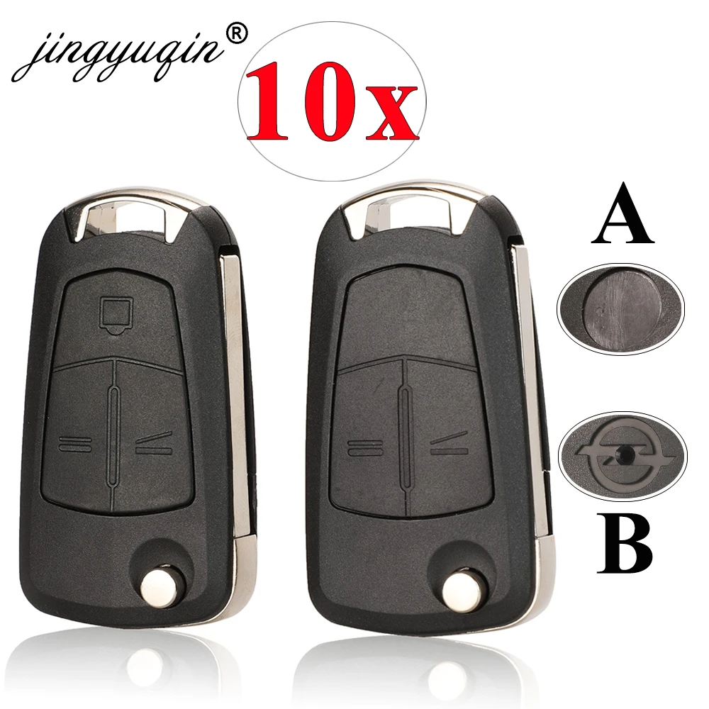 jingyuqin 10pcs Flip Folding Key Shell Case FOB 3 BTN for Vauxhall Opel Astra H Corsa D Vectra C Zafira Signum Tigra Meriva