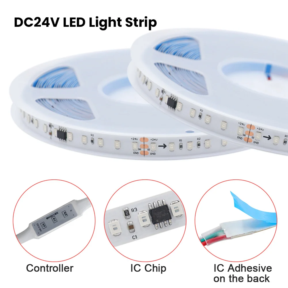 24V 2835 LED Strip Light Power Kit Wall Switch Control 5m 10m Flowing Running Horse Race Lamp Flex Tape 120LED/m 0.5m Home Decor