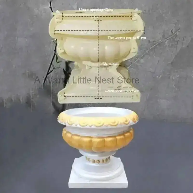 Garden Thickened Mold for Home Buildings Garden Decoration ABS Plastic Flower Pot Molds Gardening Round Flowerpots Mould w