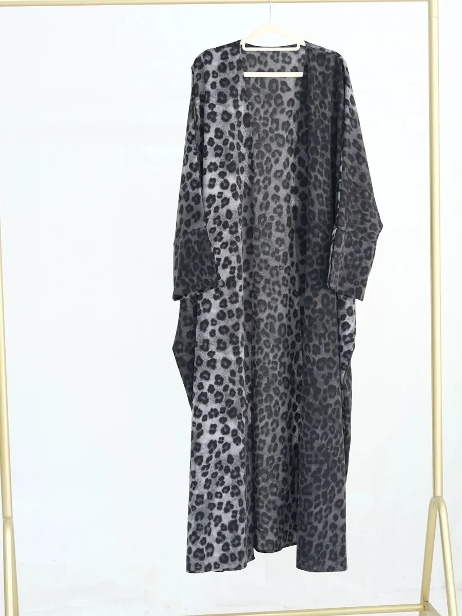 Eid Donna Abito aperto Abaya musulmano con sciarpa Stampa Dubai Abiti Party Caftano Jalabiya Ramadan Abaya Caftano Arabo Abito lungo