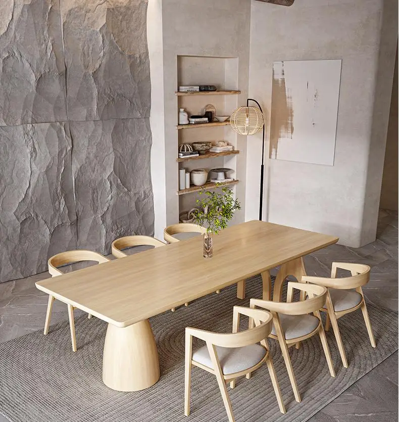 

%￥Restaurant Dining Room Furniture Scandinavian Tables and Chairs 6 Seater Kitchen Solid Wood Rectangular Dining Table Table