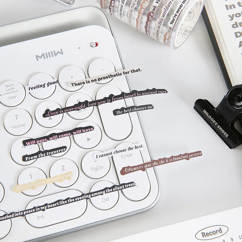 DIY Paper Tape Decorative Washi Tape English Words Style Paper Wrapping Tape Roll For Scrapbook Diary Note Gift Present Projects