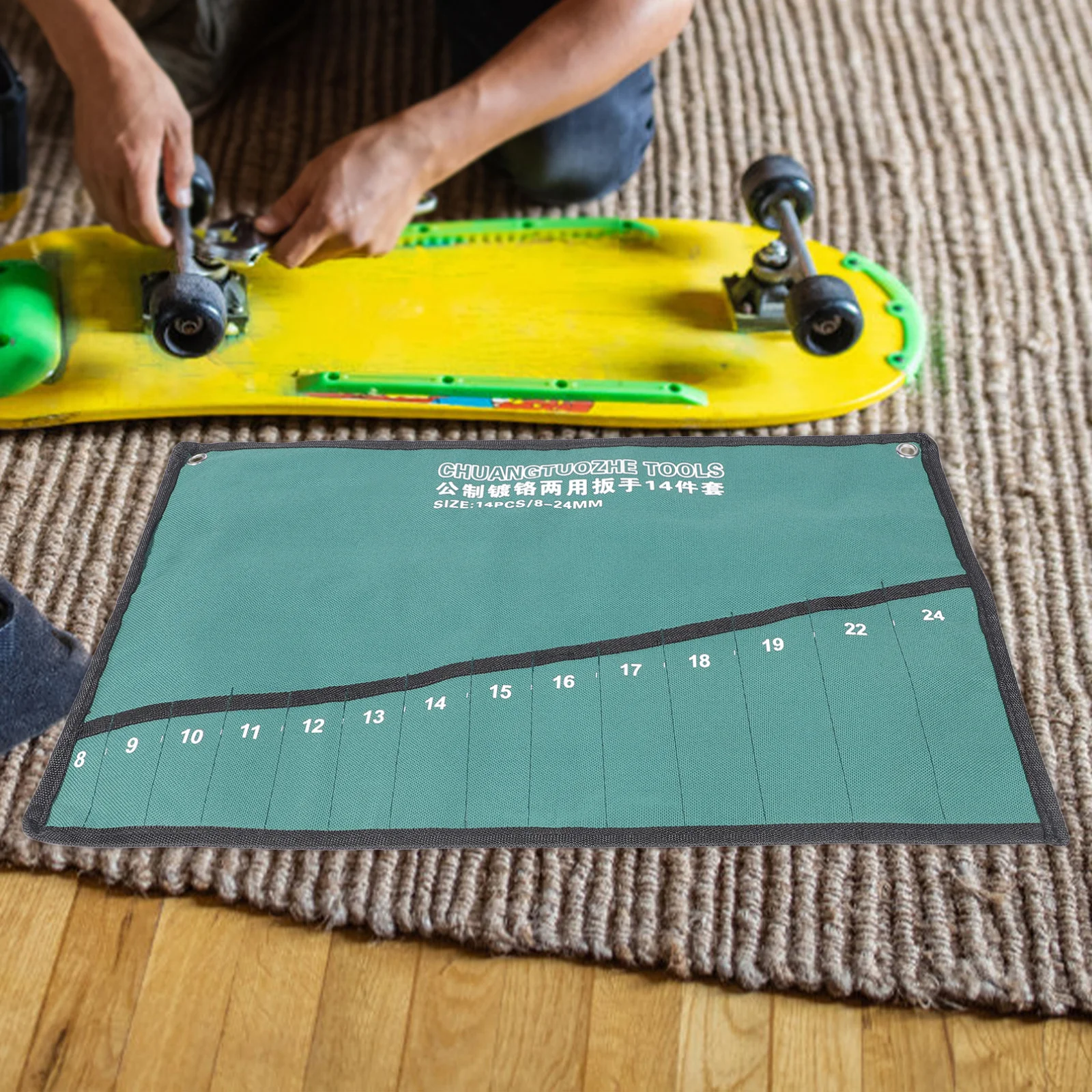 

Tool Roll Wrench Organizer Pouch Oxford Cloth Material Portable Storage for Carpenter Husband Dad Convenience Wrench Roll