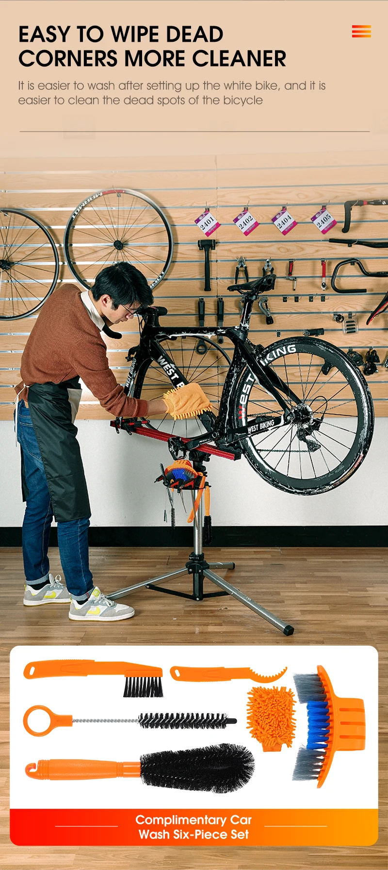 WEST BIKING Professioneller Fahrrad-Reparaturständer Arbeitsständer MTB Rennrad Wartungs- und Reparaturwerkzeuge Verstellbarer Aufbewahrungs- und Präsentationsständer – Detail 25