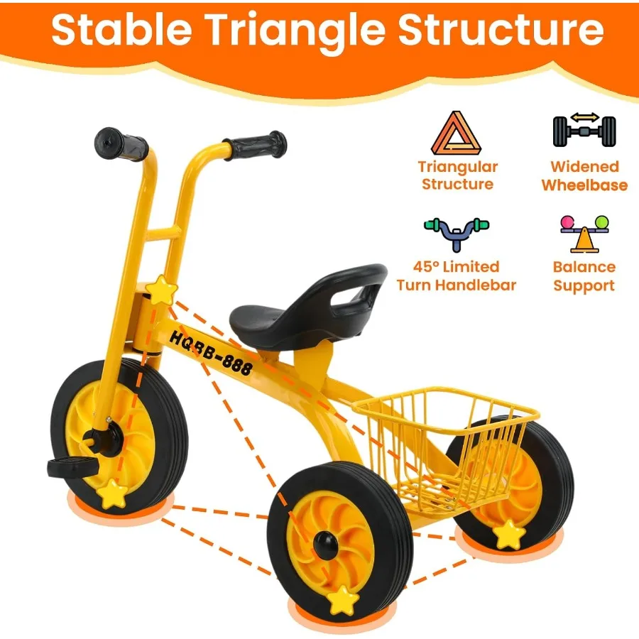 3～8歳向け三輪車、調節可能なシートと収納バスケット付き、幼稚園・保育園向け幼児用自転車、男の子への誕生日プレゼントと玩具