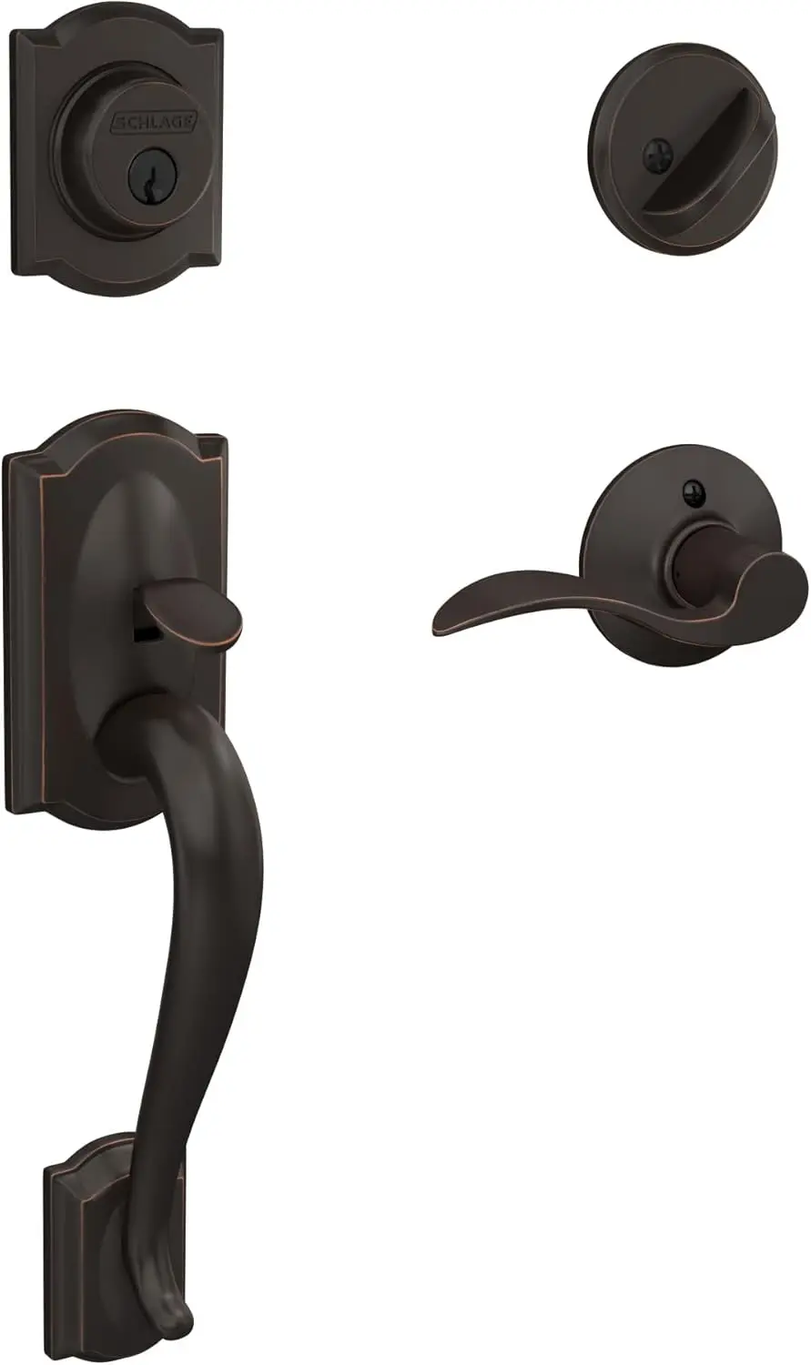 

Front Entry Door Handleset with Deadbolt, Aged Bronze Finish, Easy Installation for Home Security