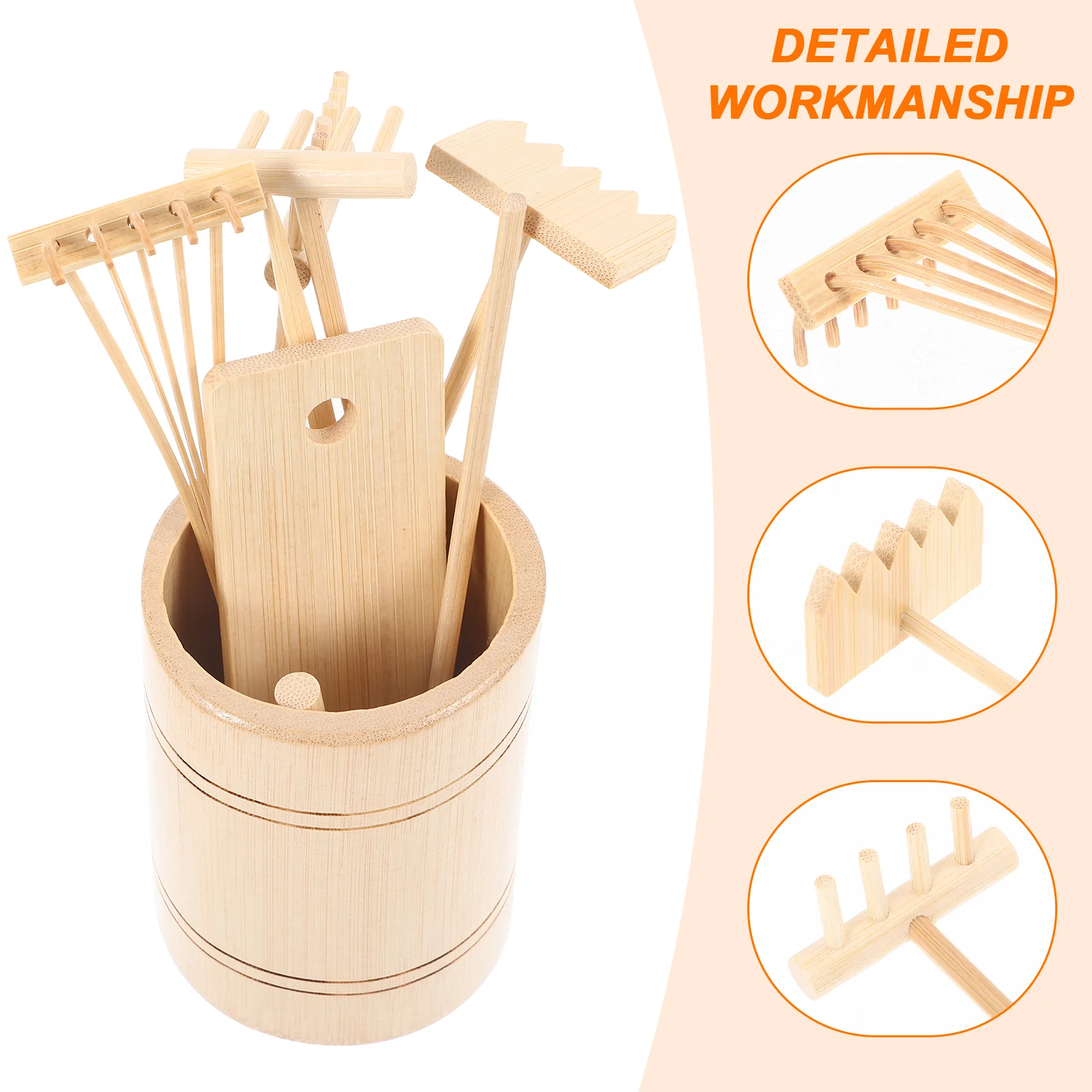 Zen Tool Set Miniature Garden Decoration Rake for Sandbox Seven Piece Table Crafts Tools