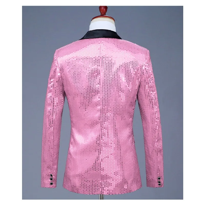 

Мужской пиджак с пайетками, костюм для выступлений, пиджак для певцов и ведущих в ночных клубах, европейский блестящий пиджак для вечеринок