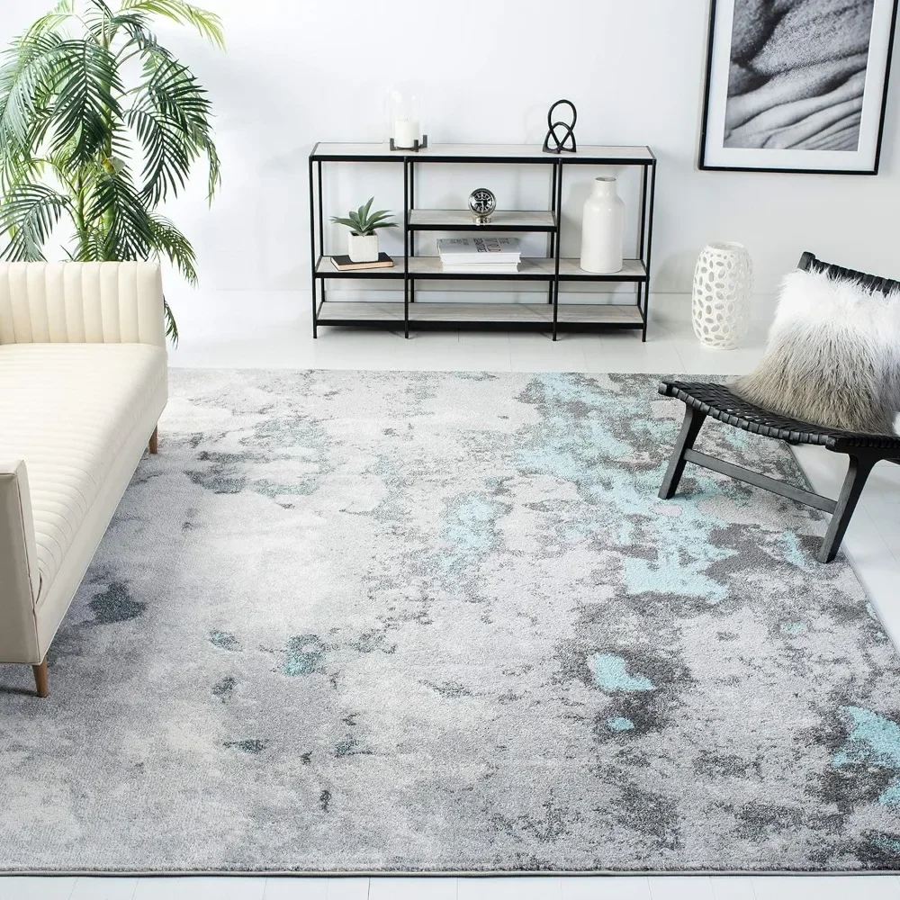 

Collection Area Rug - 10' x 14',Turquoise & Grey, Modern Abstract Design, Non-Shedding & Easy Care, Ideal for High Traffic Areas