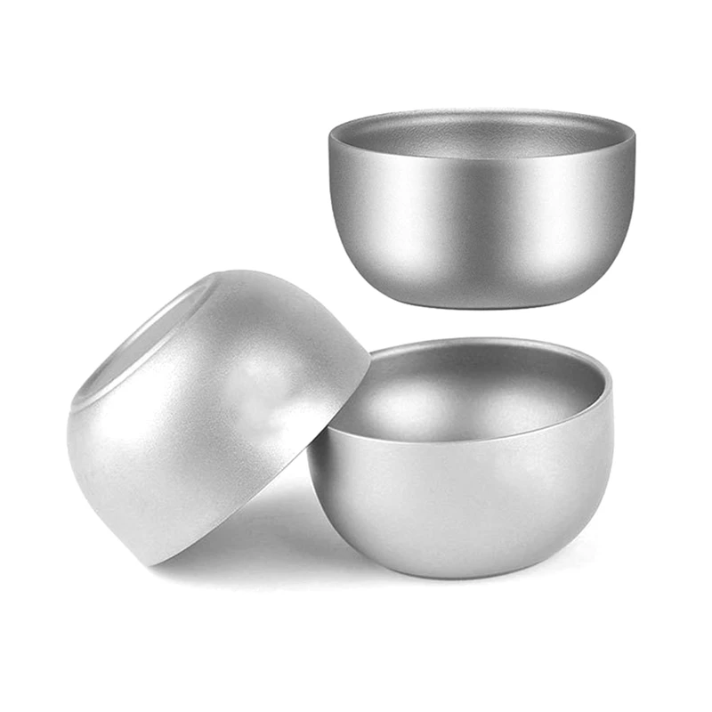 

Titanium Cup Pure Titanium Double Layer Tea Cup 45Ml Double Layer Teacup For Camping Daily Used Hiking 3PCS Tea Cup