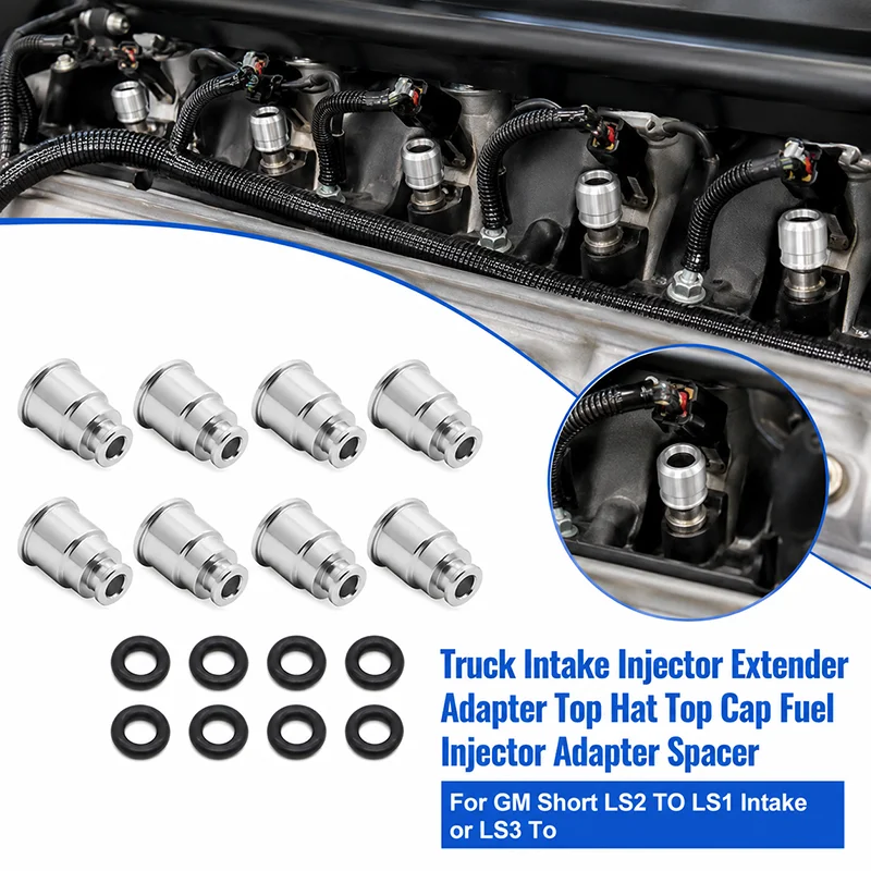 8X Short For LS2 TO LS1 Intake or LS3 TO Truck Intake Injector Extender Adapter Top Hat Car Top Cap Fuel Injector Adapter Spacer