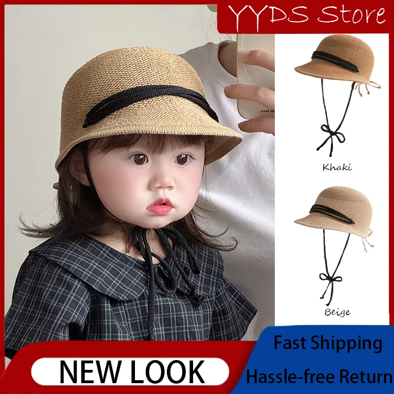 cappello-da-sole-per-bambina-e-bambino-cappello-di-paglia-alla-moda-coreana-cappello-da-strillone-estivo-traspirante-con-lacci-equestre-in-lingua-d'anatra