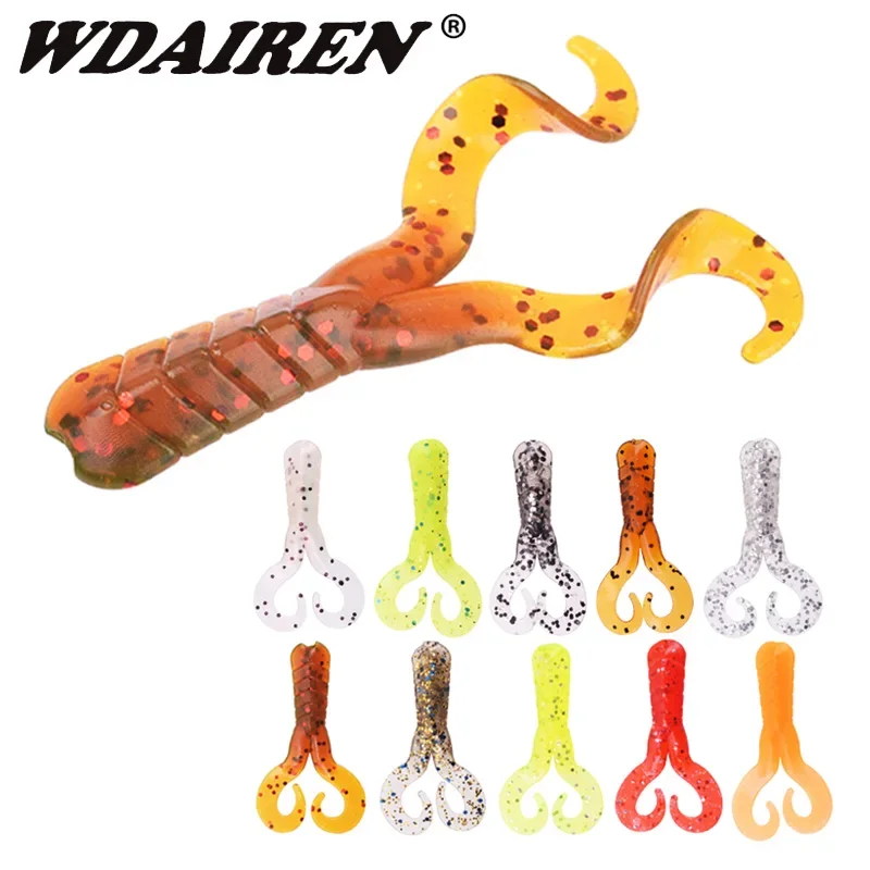 20 Pcs Soft Silicone Shrimp Shaped Fishing Lures 4cm 0.7g Swivel Jigging Wobblers Bass Ephemera Fishy Smell Artificial Baits