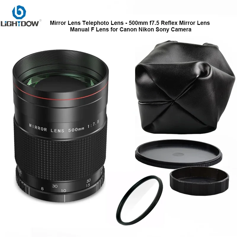 Lightdow Telephoto Lens Mirror Manual Focus Lens With UV filter for Nikon D3400 D500 D7200 D5500 D750 D5300 Canon 60D 77D camera