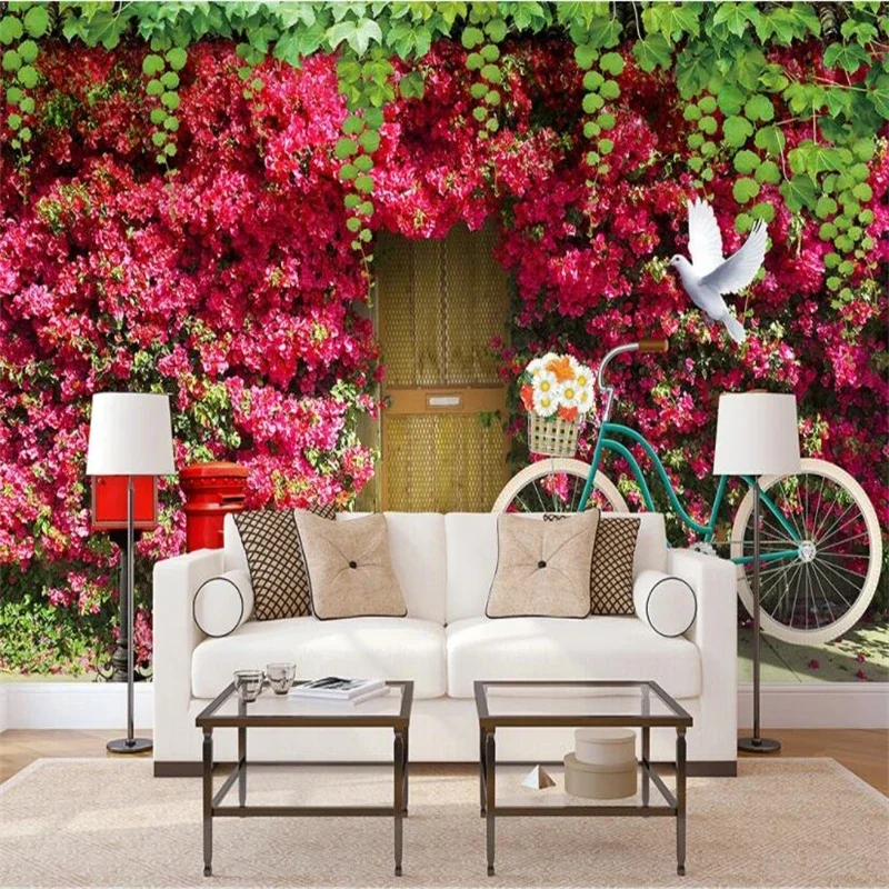 

Индивидуальные обои с изображением цветов роз в средиземноморском стиле для стен, гостиной, домашнего декора, декоративные наклейки для фона телевизора