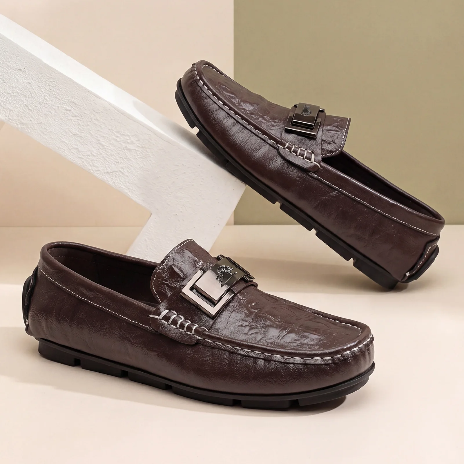 Spring Autumn Men's Soft Sole Loafers Classic Male Casual Leather Shoes Handmade Male Moccasins Top Quality Male Driving Footwea