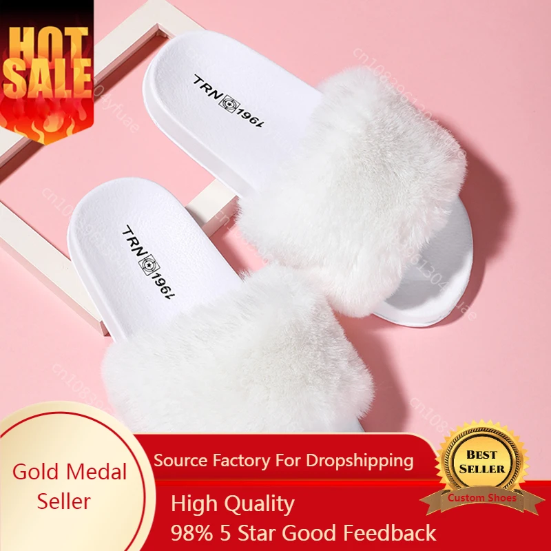 

Winter Women Slippers Soft Plush Slippers Comfortable Home Bedroom Slides Casual Outdoor Shoes Vacation Beach Sandals Female 41