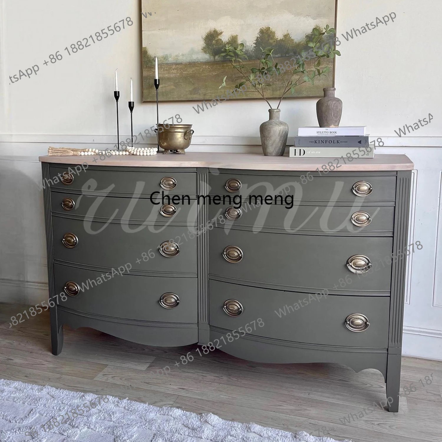 

French country solid wood chest small apartment living room partition cabinet American retro home bedroom storage cabinet