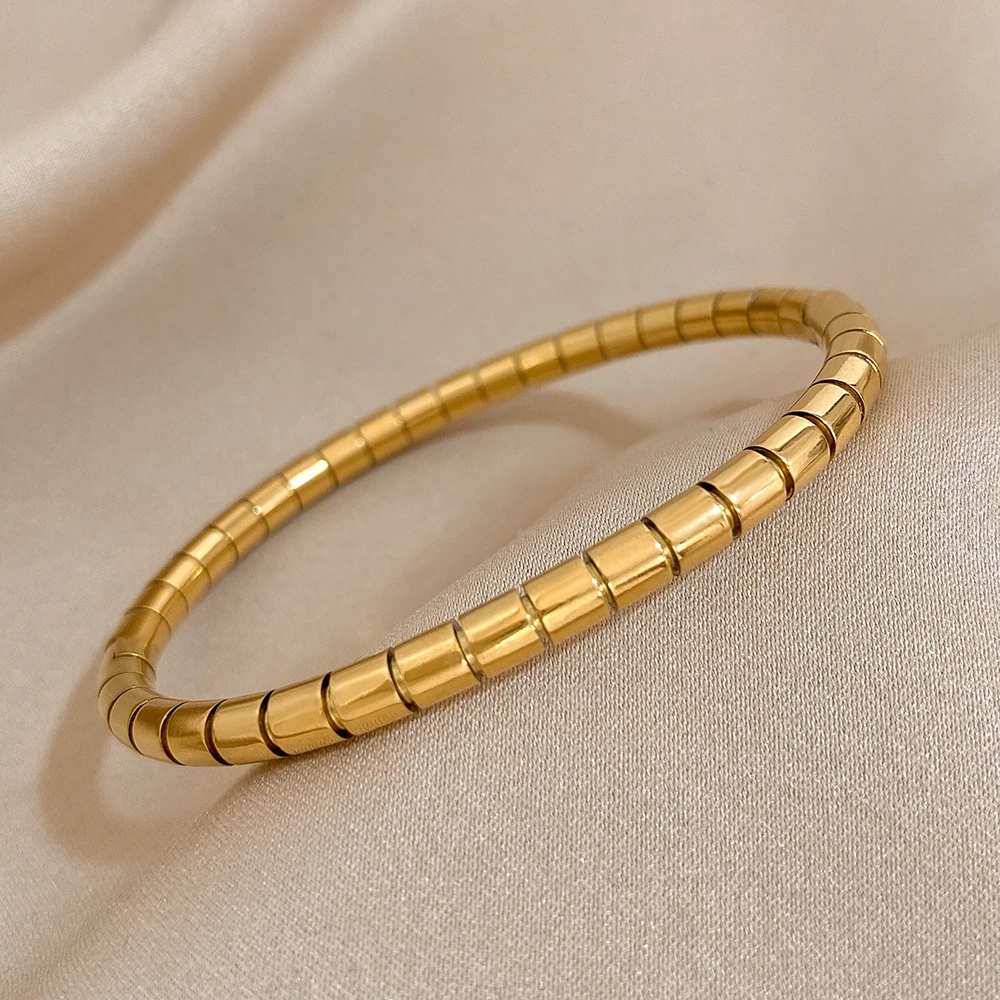 Greatera Creative Stainless Steel Snake Bone Bangles Bracelets for Women 18K Gold Plated Metal Bracelet Waterproof Jewelry 2024