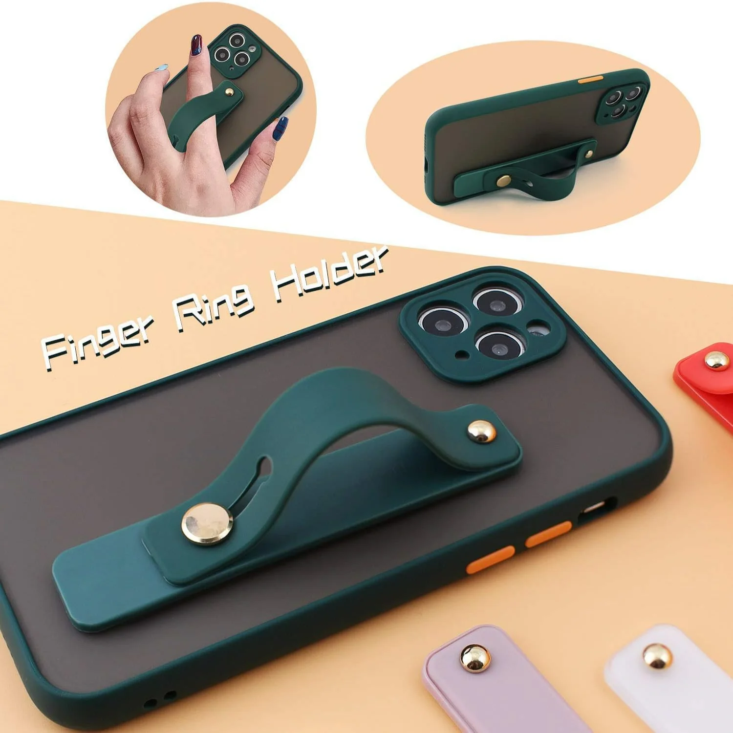 2 قطعة هاتف محمول قابل للإزالة وإعادة الاستخدام، مسند إصبع تلسكوبي، حامل هاتف من السيليكون وإصبع محمول