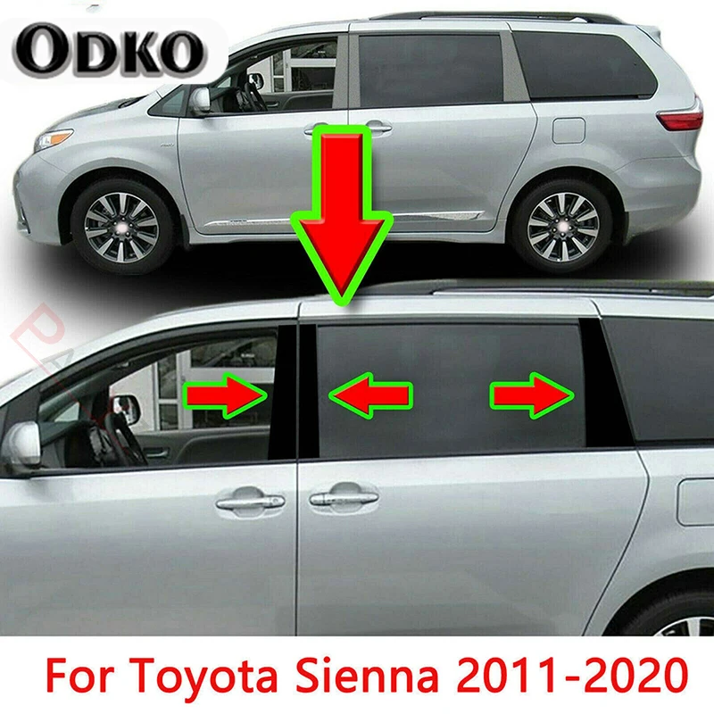 Car Window Pillar Posts for Toyota Sienna 2002 2003-2014 2015 2016 2017 2018 2019 2020 2021 2022 Door Trim Stickers Cover Kits