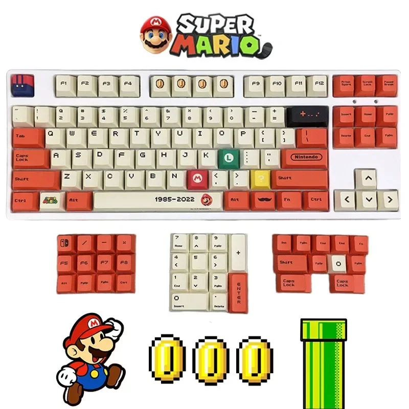 123Pcs Super Mario Bros Keycaps Keyboard Caps for Mechanical Keyboard Stylish PBT Gaming Style Keyboard Decorative Keycaps Gifts