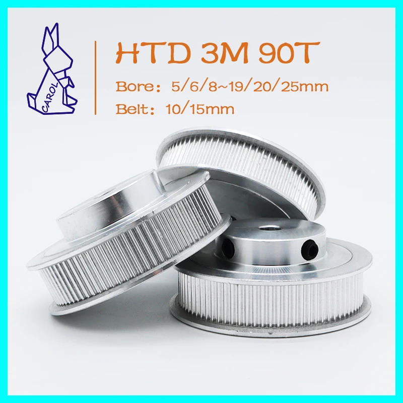 HTD 3M 90teeth Deréköv Szállítő csiga Kiütközik 5/6/8~19/20/25mm Időmegállapítás Szállítő csiga 90T számára Nagyvonalúság 10/15mm Fogaskerék-áttétel 3M 90 Egyidejű wheels HTD3M Szállítő csiga