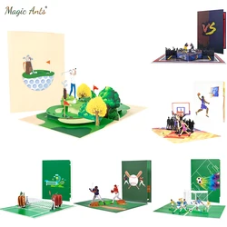 Sports Event Themed 3D Pop Up Card for Dad Son Birthday Tennis, Fighting, Baseball, Football, Basketball, Golf, Yoga, Equestrian