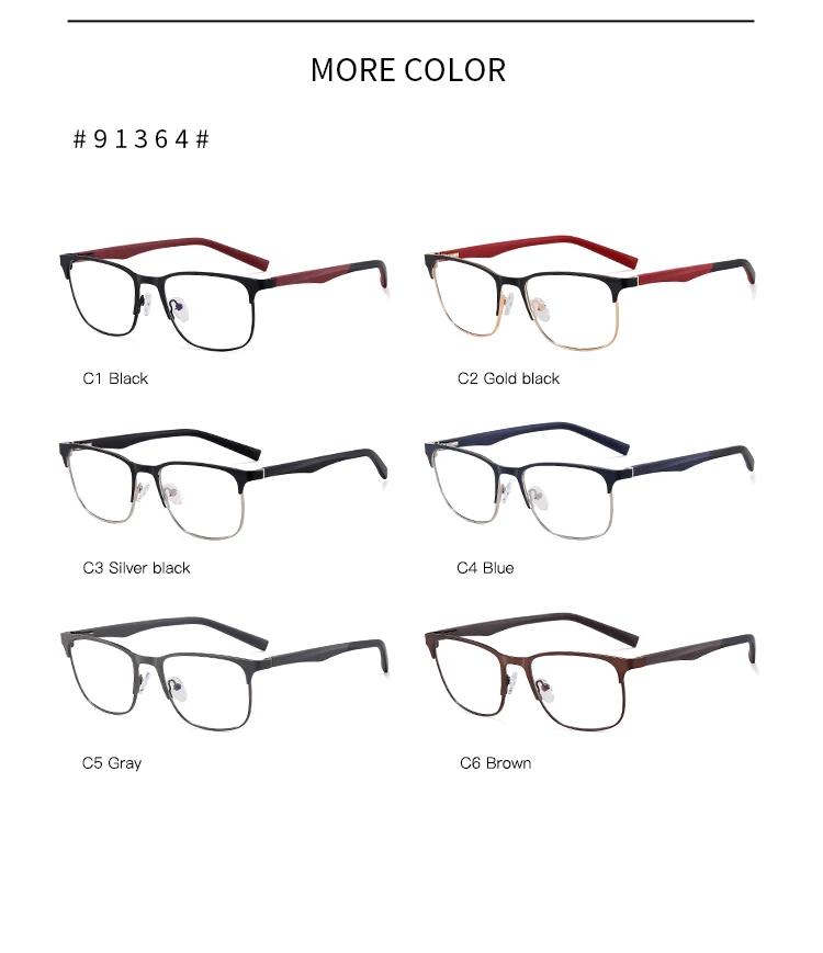 91364 Spectacles Eyewear Metal Rectangle Men Eyeglasses Frame Eye Protection Male Business Glasses Father's Day Gift