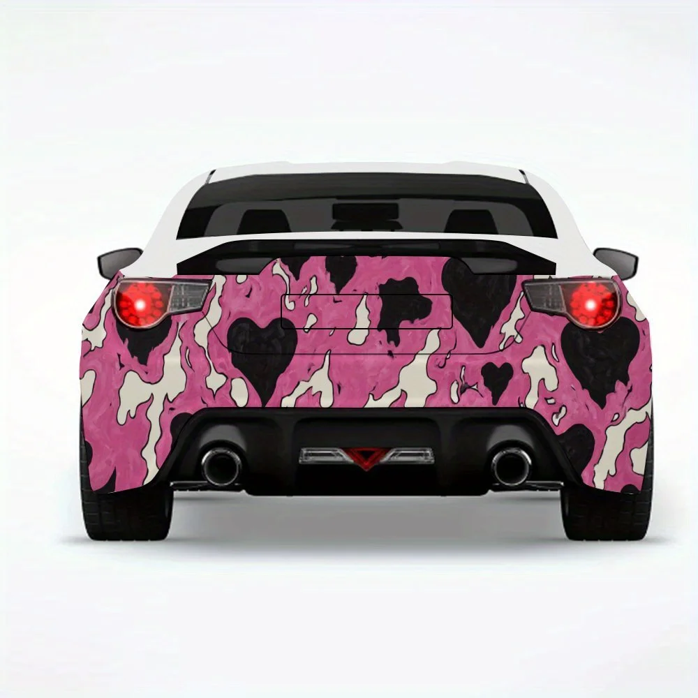 

Black Hearts with Pink Flames Car Sticker,Vinyl Decal for Car Rear, Waterproof Self-Adhesive Vinyl Stickers for Vehicle Tail and