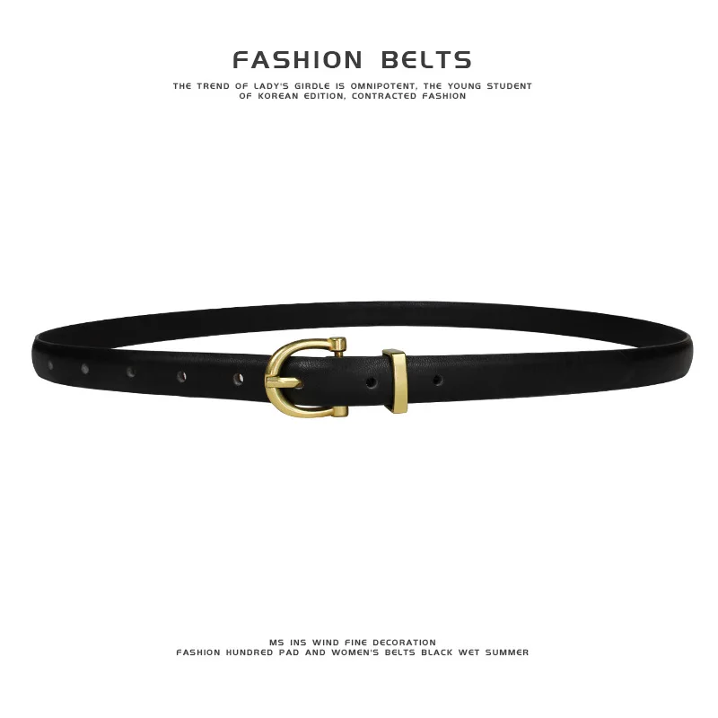 Ceinture en cuir pour femmes, mode coréenne, simple, fine, environnement, broche en alliage, ceinture de jeans rétro, ceinture de créateur, haute