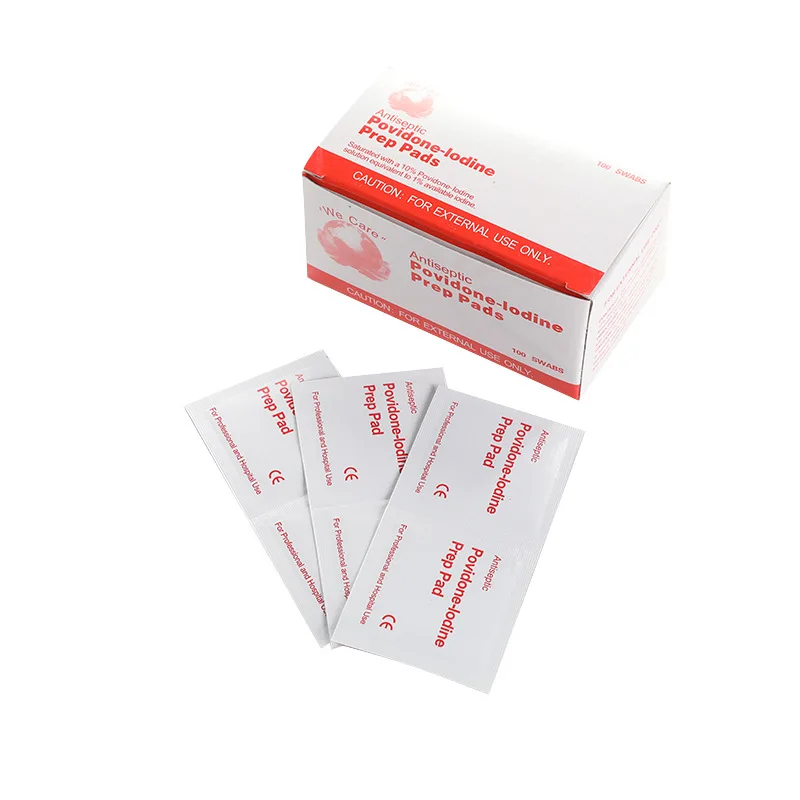 100Pcs Portable Povidone-Lodine Prep Pad Disposable Wound Disinfection Pad For Outdoor Travel Home First Aid