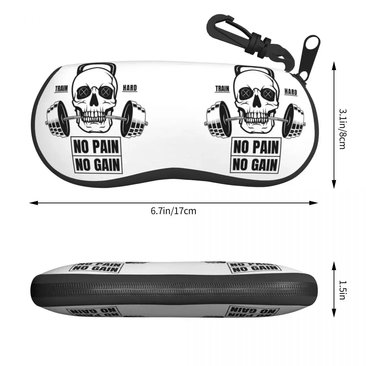 Custom No Pain No Gain Glasses Case Stylish Bodybuilding Fitness Gym Shell Eyeglasses Case Sunglasses Box