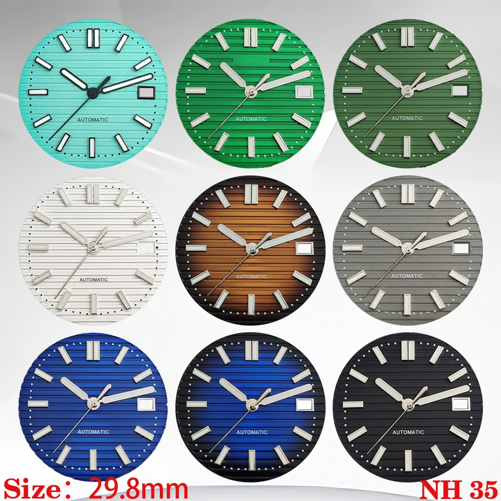 

S logo dial NH35 dial 29.8mm dial Nautilus dial green illuminated dial, suitable for NH35 movement watch accessories