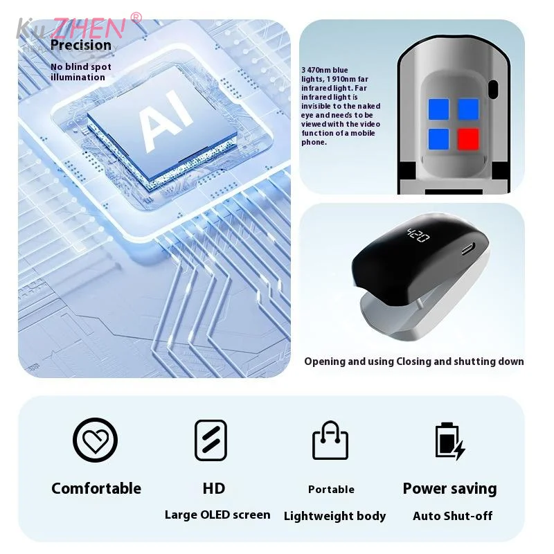1PCS Dispositivo per il trattamento dei funghi delle unghie 905nm Luce a infrarossi 460nm Luce blu 7 minuti Trattamento delle unghie Riparazione Onicomicosi Cura del piede