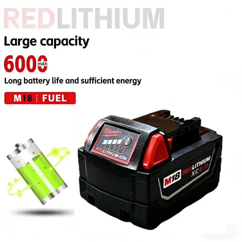 

100% Compatible Milwaukee M18 Battery 8.0Ah 8000mAh RedLithium XC,Built-in 21700 Cells,Replace 48-11-1860 M18B8, All M18 Tools