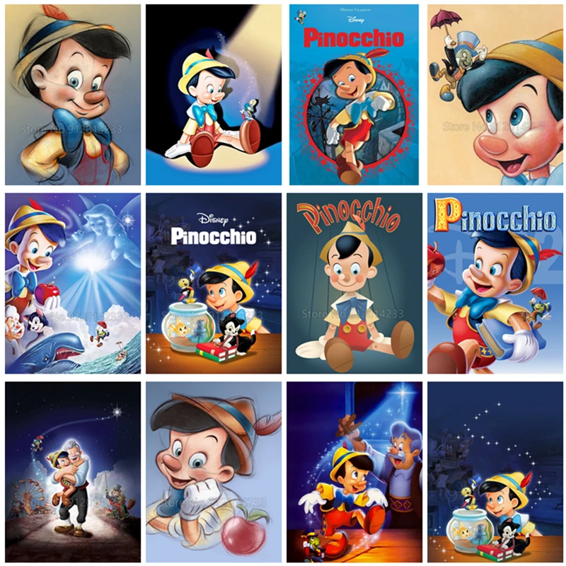 Disney Pinocchio Jigsaw Puzzle 300/500/1000 Pieces Cartoon Anime Wooden Puzzles for Children's Intelligence Game Handmade Toys