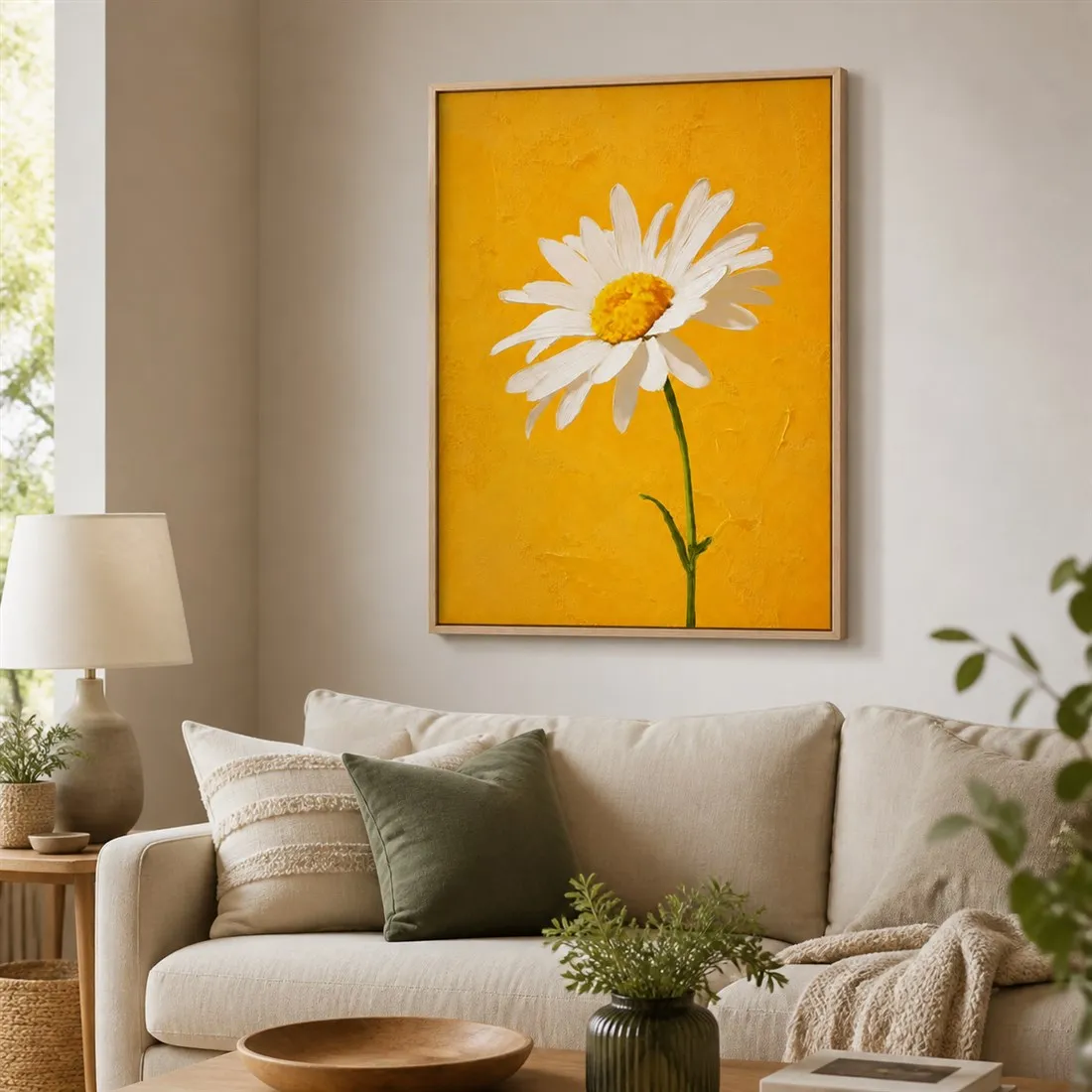 Daisy Flower Wall Art,Canvas Wall Print,High‑Grade Home Decoration Artwork for Bedroom,Living Room,Office & Interior Space