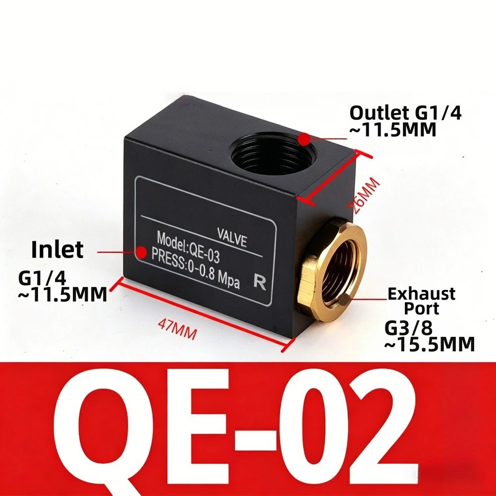 High-Performance Pneumatic Quick For Exhaust Valve for QE01 QE02 QE03 QE04 Series Cylinder with 1/8 1/4 3/8 1/2 BSPT Thread