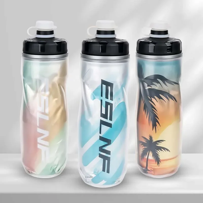 ESLNF 610ml Squeeze Cycling Water Bottles Insulated Cold BPA Free Sports Bike Water Bottle Bicycle Accessories